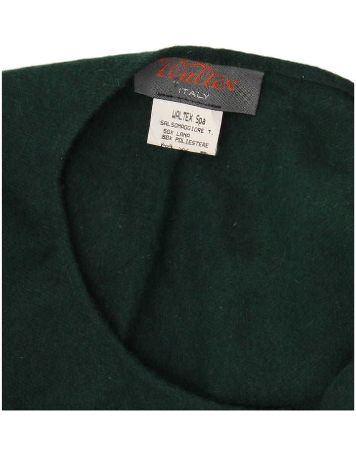 vintage Femme Poncho Manteau Taille Unique Laine Verte