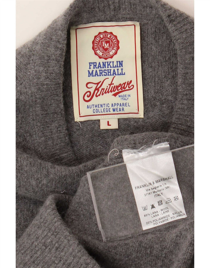 Franklin Marshall Pull à col rond pour homme en laine grise