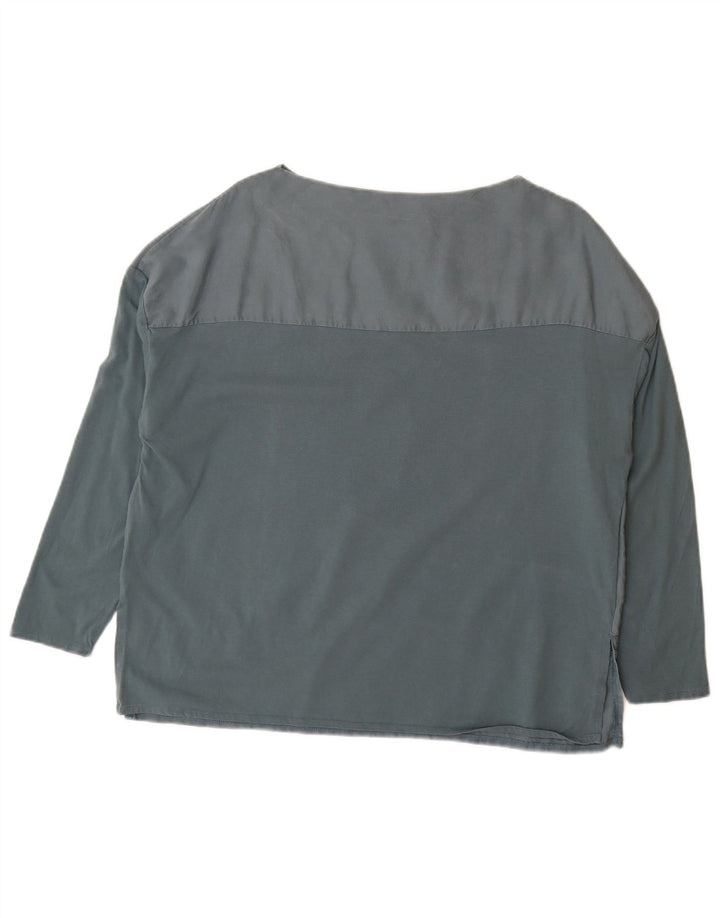 Zara Womens Blouse Oversize Top UK 10 Petit Gris Colorblock Coton