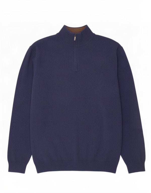 Massimo Dutti Pull col zippé pour homme en laine bleu marine 2XL