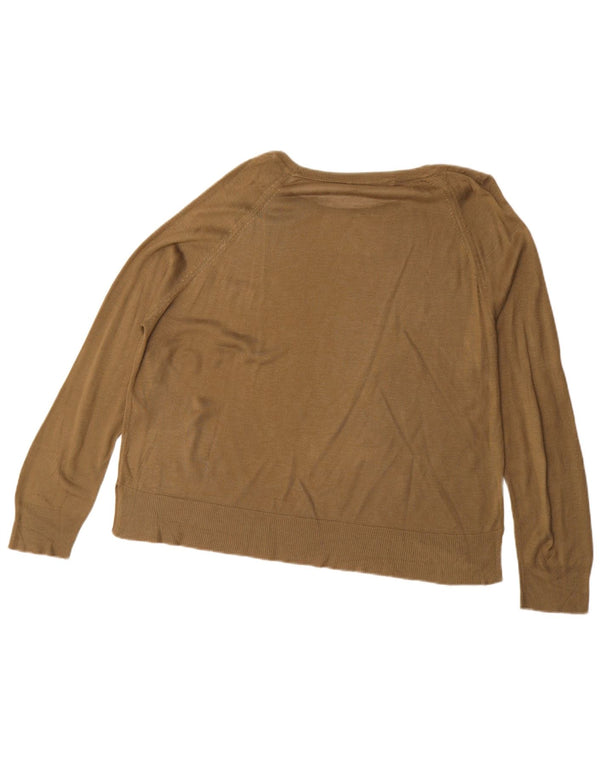 Zara Pull surdimensionné à col bateau pour femme UK 16 Large Kaki Viscose