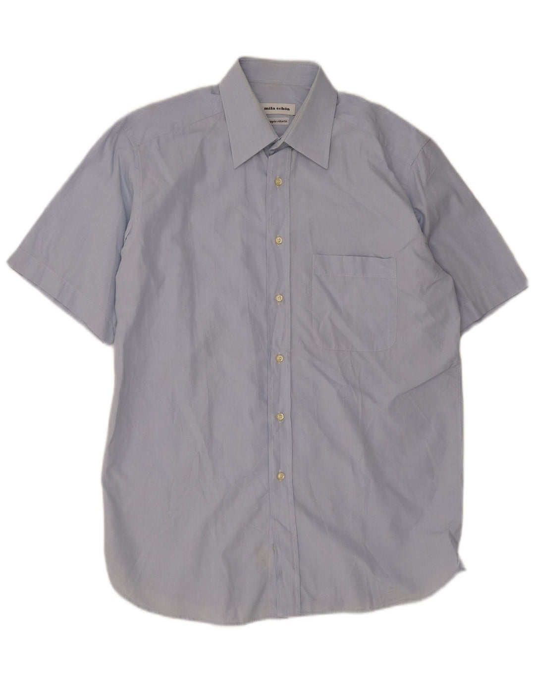 Mila Schon Chemise à manches courtes pour homme Taille 41 16 Large Bleu