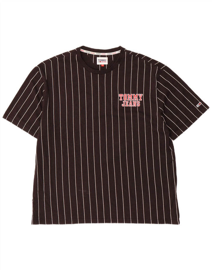 Tommy Hilfiger T-Shirt Graphique Homme Noir Moyen Rayé Coton