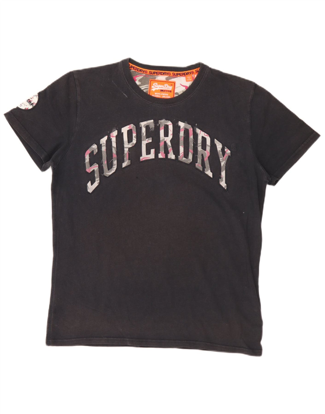 Superdry T-Shirt Graphique Top XL Noir Coton Homme