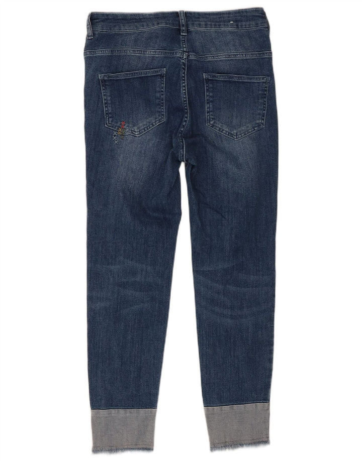 Benetton Jean court effet vieilli W27 L25 en coton bleu pour femme