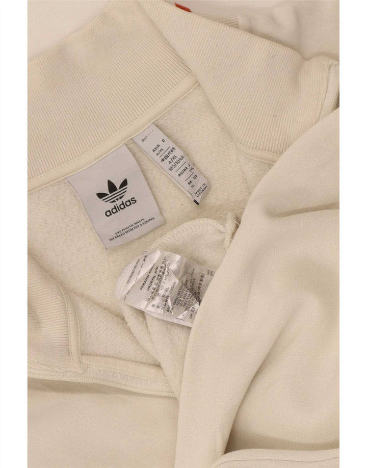 Adidas Sweat-shirt à col zippé pour homme XL en coton blanc