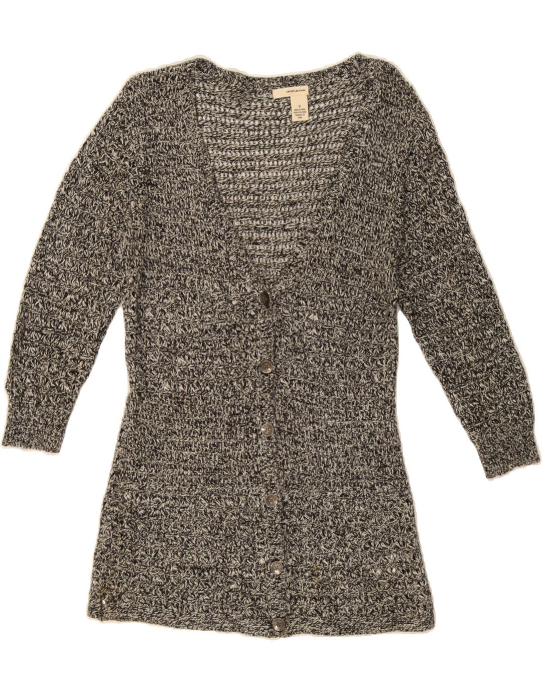 DKNY Womens Longline Cardigan Sweater UK 14 Medium Grey Cotton Vintage Dkny and Second-Hand Dkny from Messina Hembry 