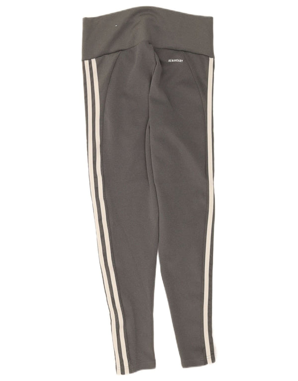 Adidas Femmes Aeroready Crop Leggings UK 12/14 Gris Moyen Polyester