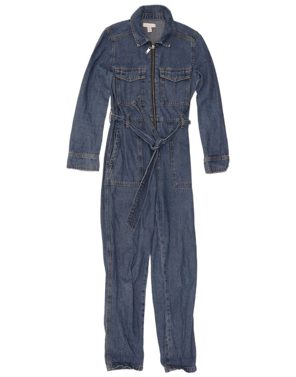 Topshop Combinaison en jean à manches longues pour femme UK 6 Petit Bleu Coton