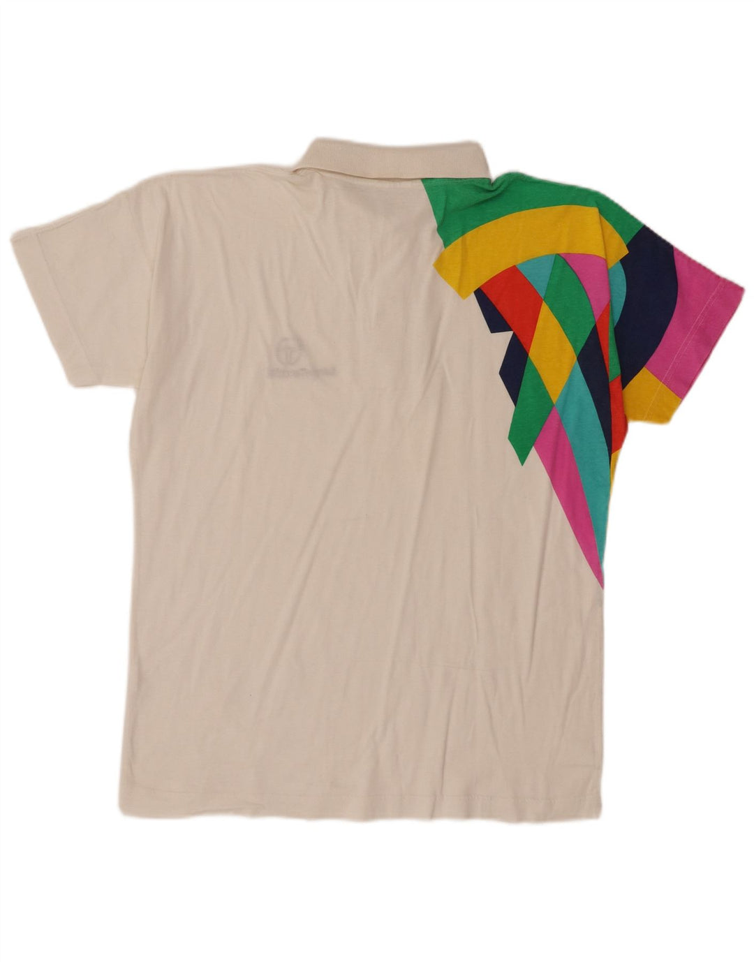 Sergio Tacchini Polo Homme Blanc Moyen Coton Colorblock