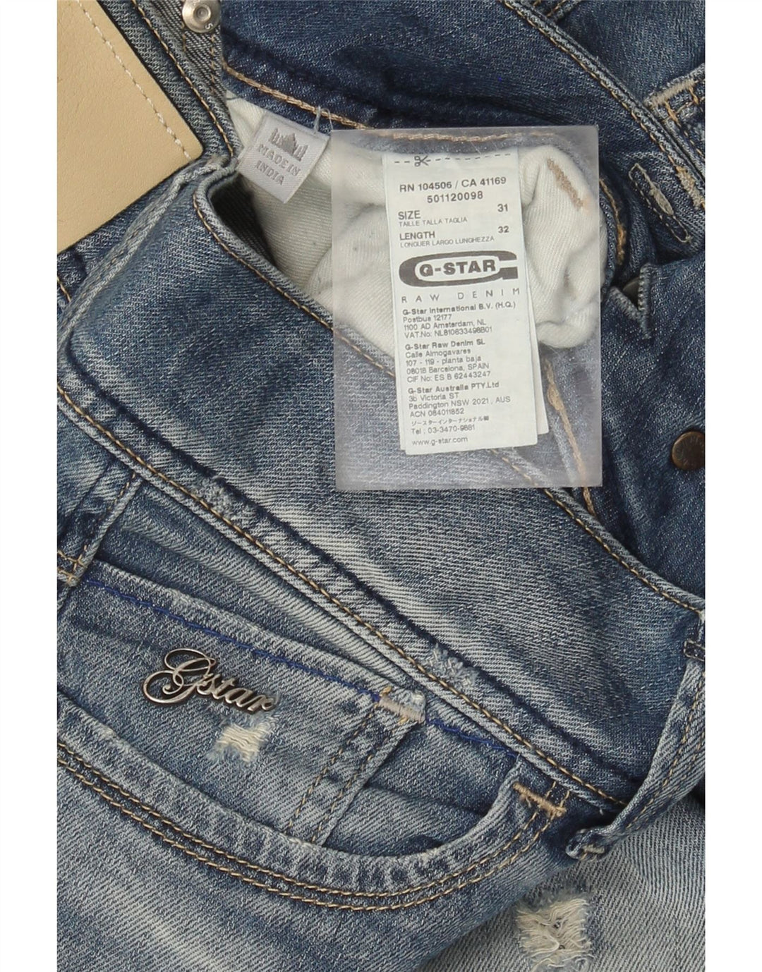 G-Star Femme Jean droit vieilli W31 L32 Bleu Coton