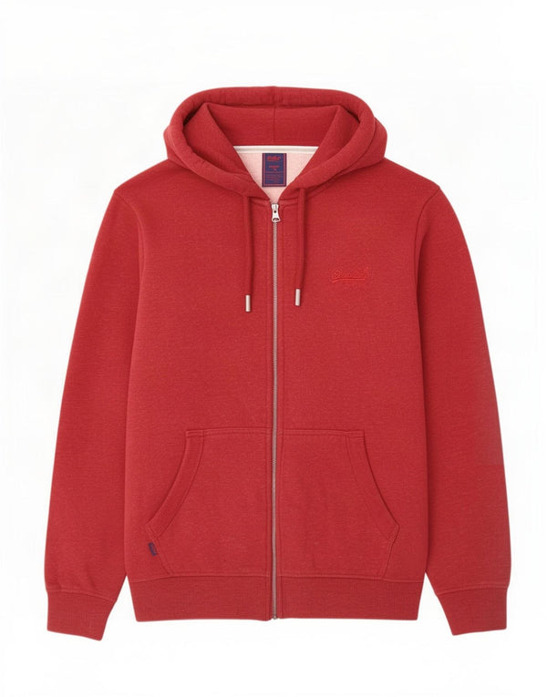 Superdry Pull à capuche zippé pour homme en coton rouge Large