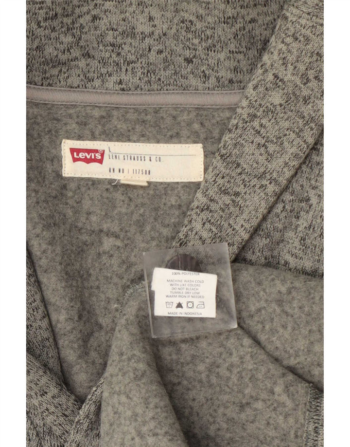 Levi's Cardigan Sweater Homme Gris Large Polyester Moucheté