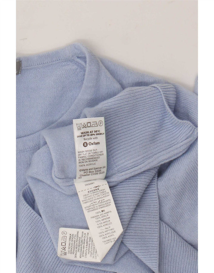 Marks & Spencer Pull ras du cou pour femme UK 8 Small Bleu Acrylique