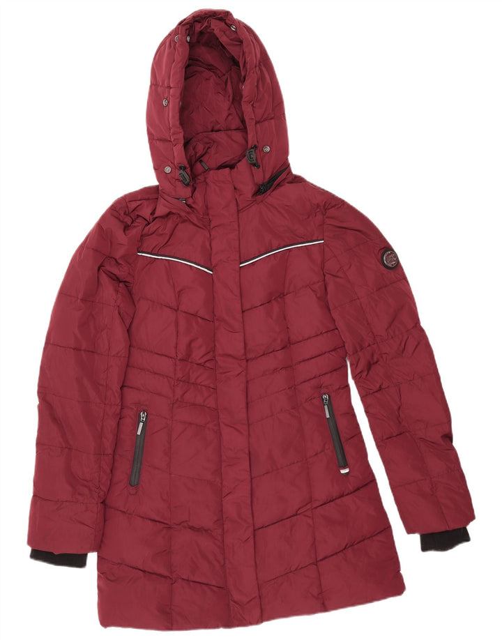 Superdry Veste matelassée à capuche pour femme UK 8 Small Bordeaux Polyester