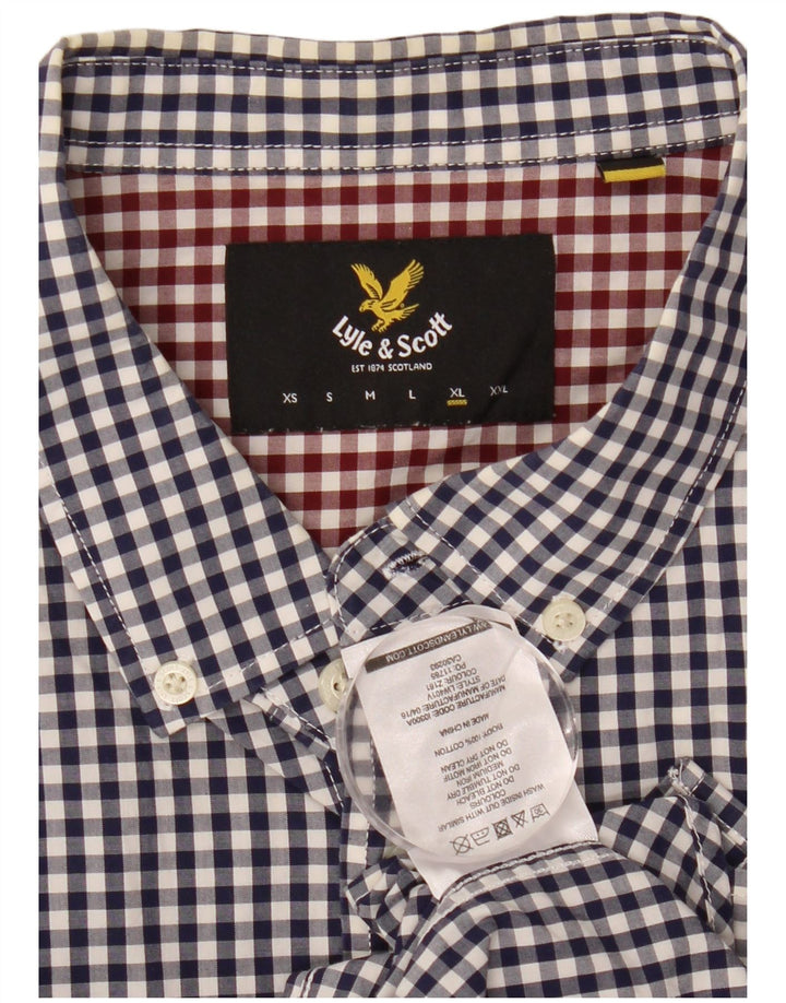 LYLE & SCOTT Chemise Homme XL Bleu Marine Vichy Coton