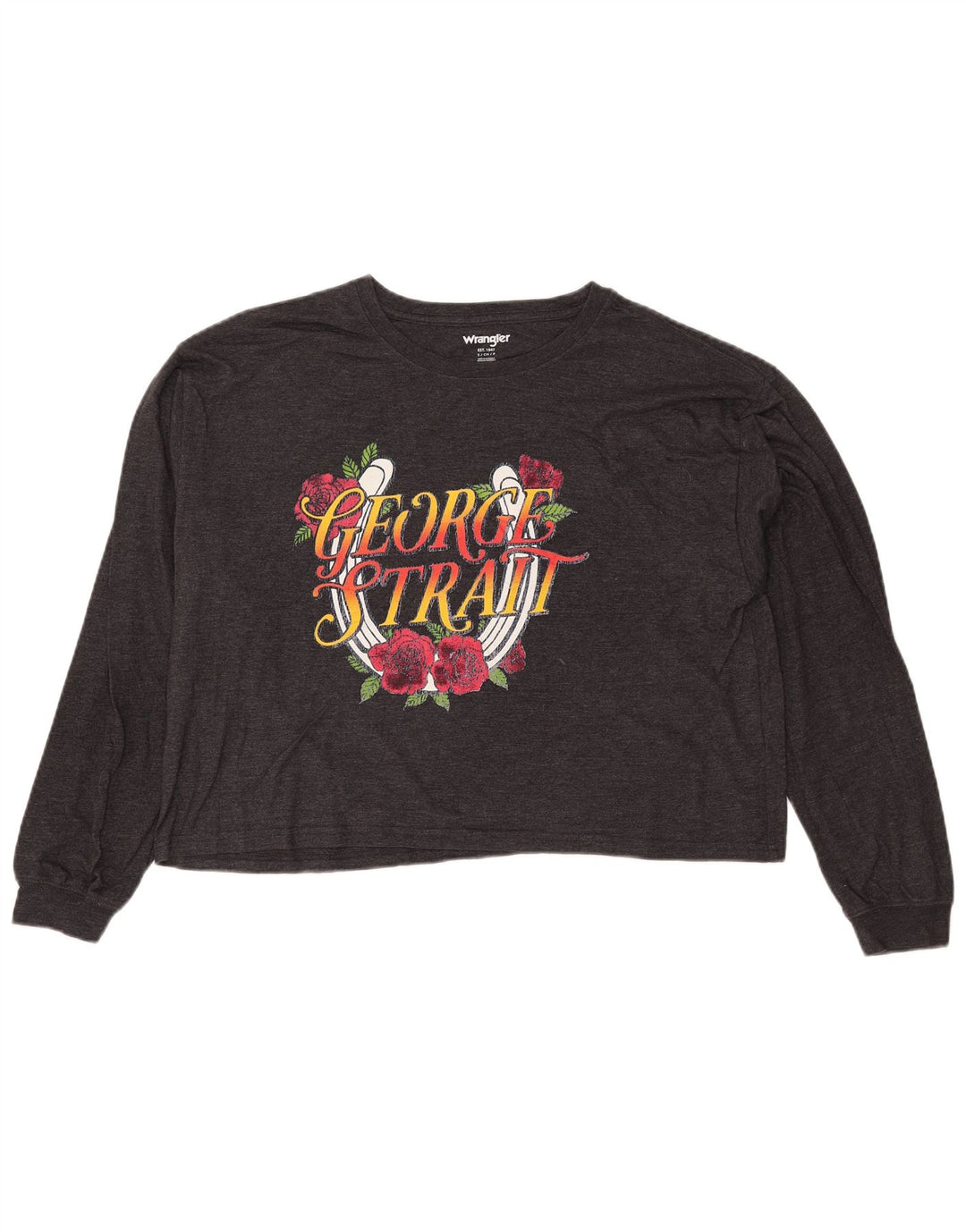 WRANGLER Haut court graphique à manches longues pour femme UK 10 Petit gris floral