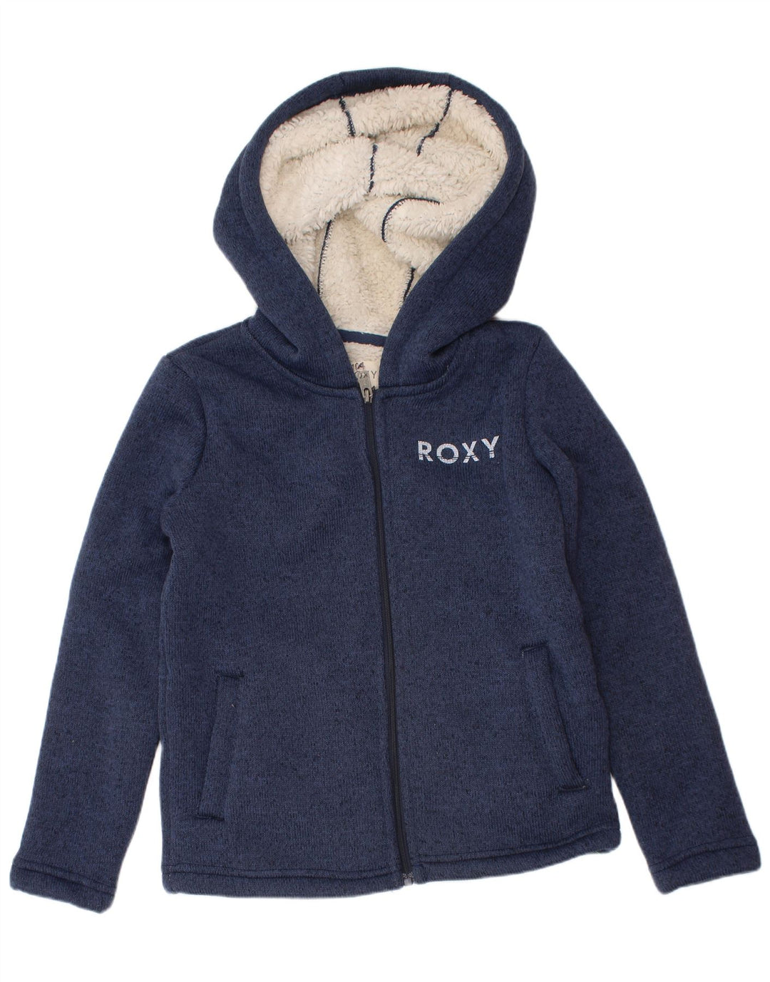 Roxy Pull à capuche zippé graphique pour fille 5-6 ans Bleu marine Polyester