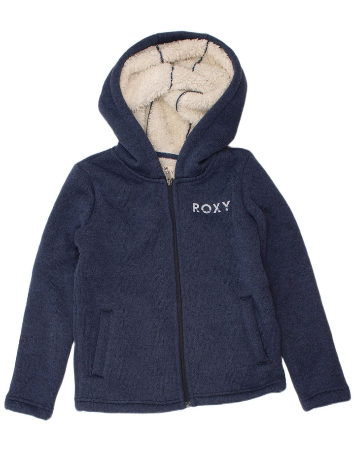 Roxy Pull à capuche zippé graphique pour fille 5-6 ans Bleu marine Polyester