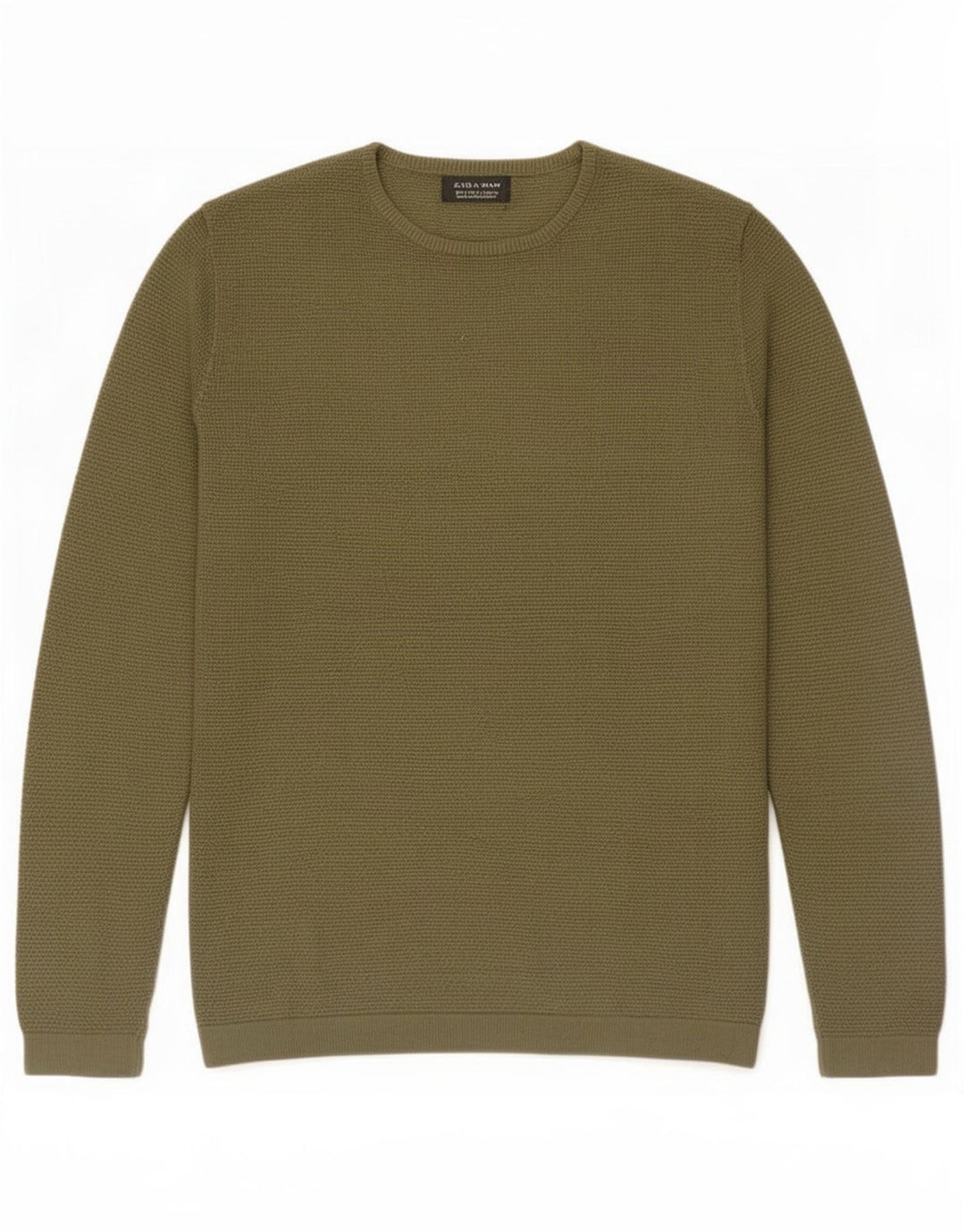 Zara Pull à col rond pour homme Petit Kaki