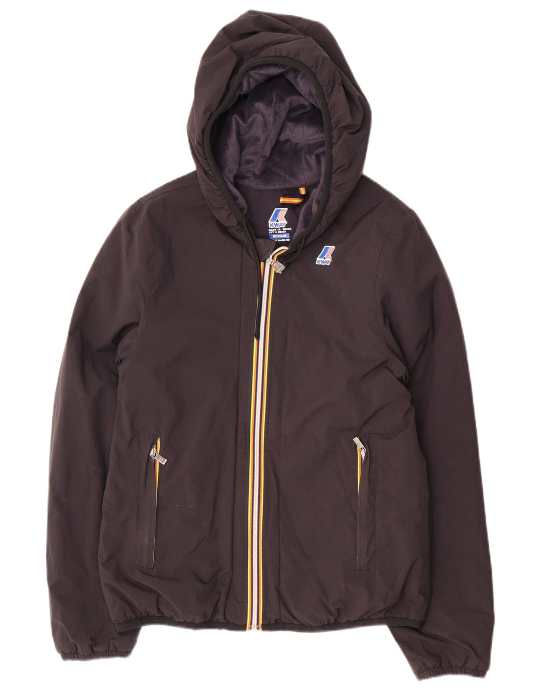 K-Way Veste coupe-vent à capuche pour femme UK 14 Medium Noir Polyamide