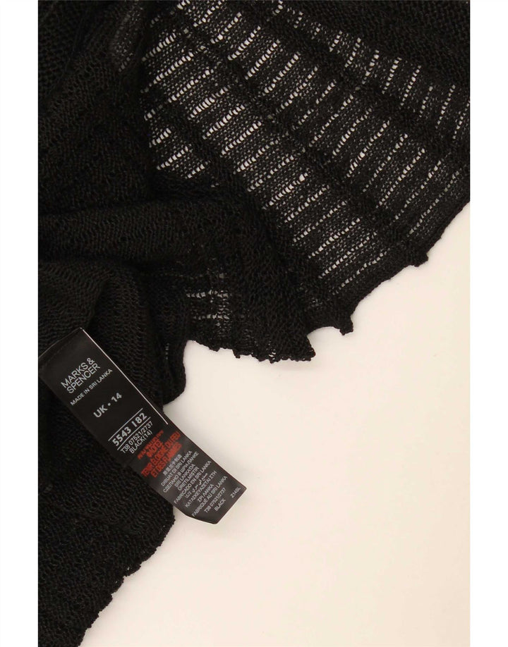 Marks & Spencer Cardigan à manches courtes pour femme UK 44 Lin noir moyen