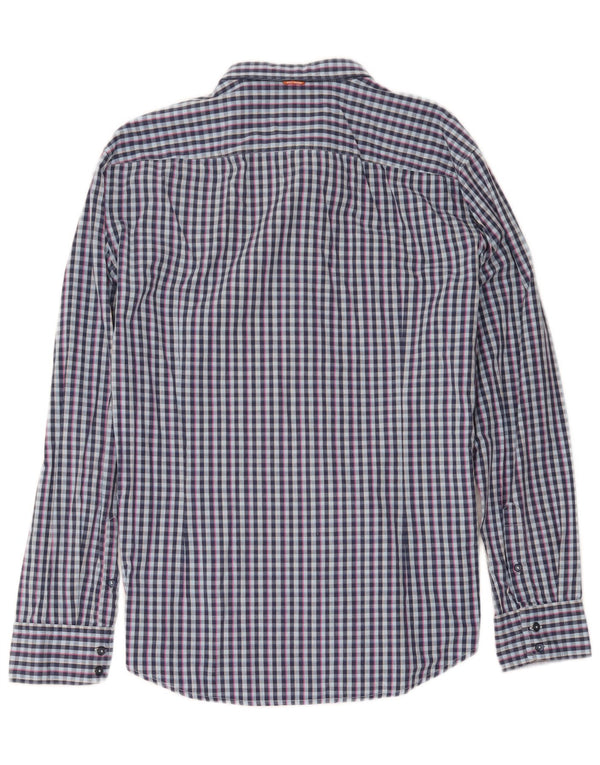 Hugo Boss Chemise XL en coton à carreaux bleus pour homme