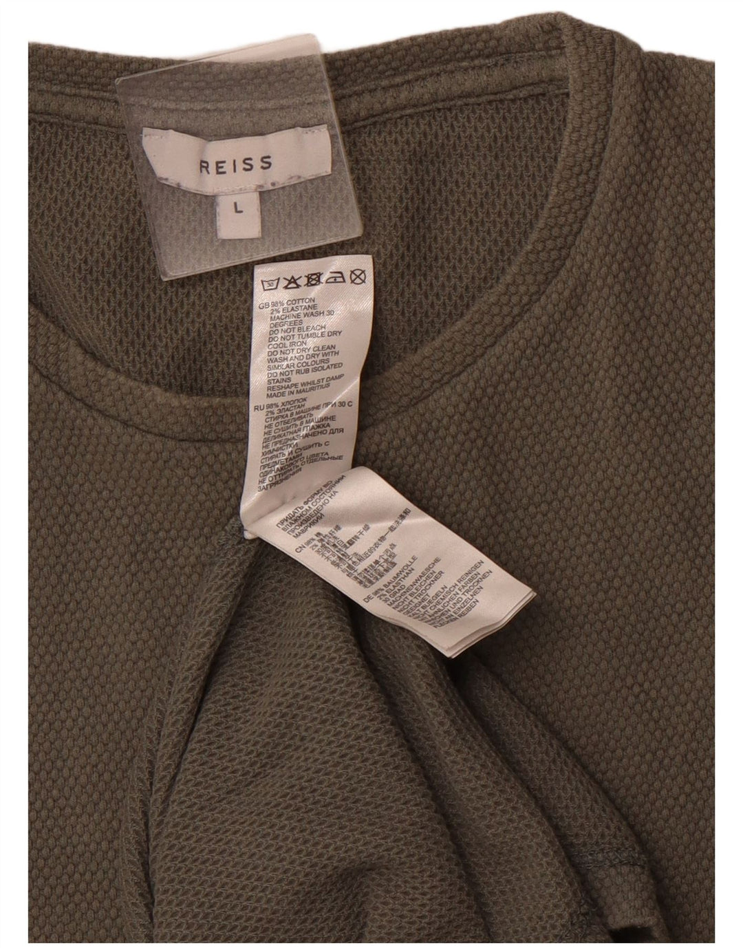 REISS T-Shirt Homme Haut Large Vert Coton