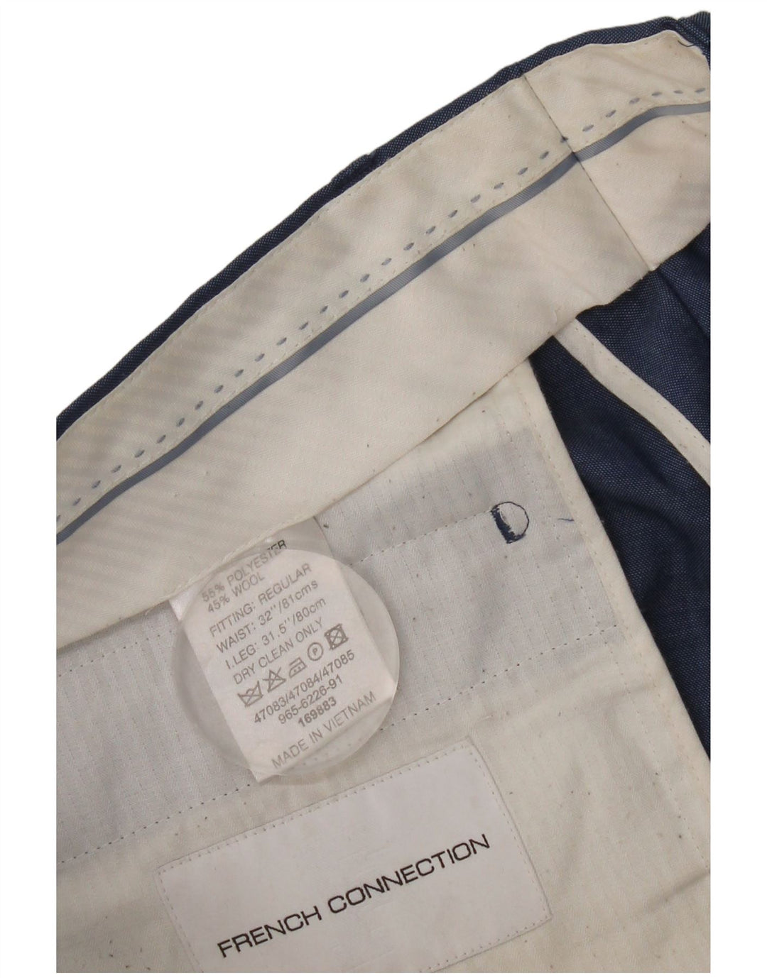 French Connection Pantalon de Costume Slim Homme W32 L31 Bleu Polyester