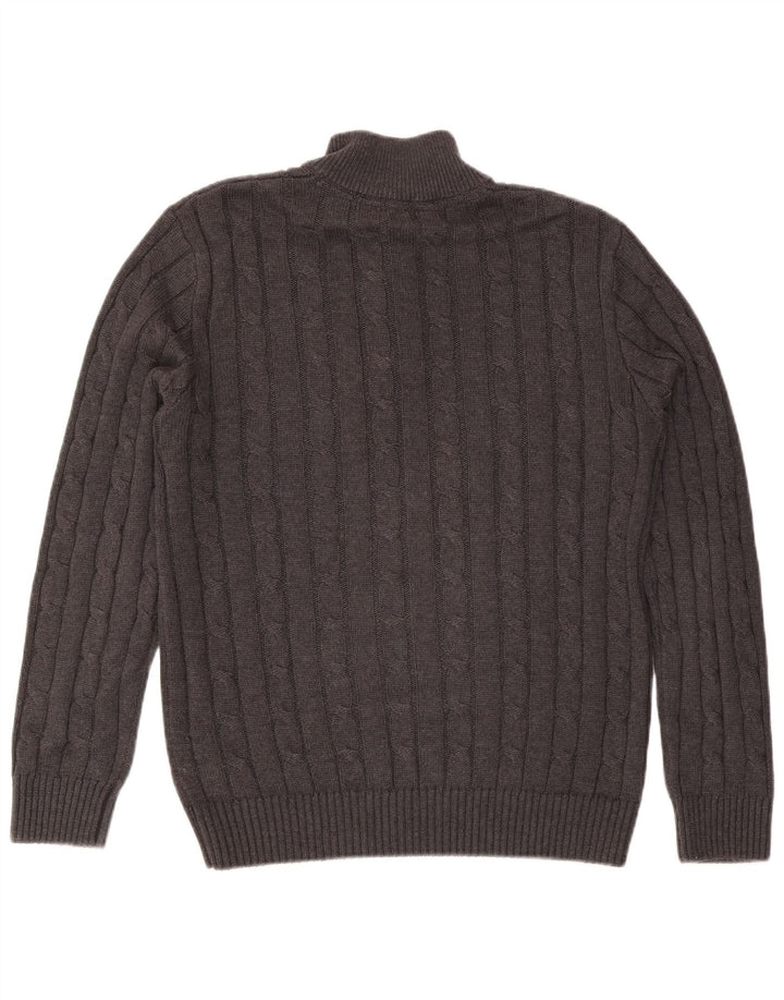 Crew Clothing Pull à col zippé pour homme en coton gris moyen