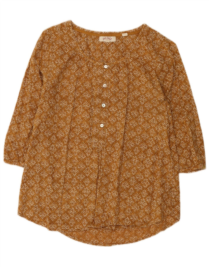 Fat Face Chemise pull à manches 3/4 pour femme UK 8 Petit coton floral marron