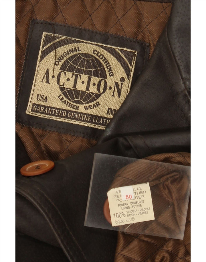 veste en cuir homme vintage IT 50 Grand cuir marron