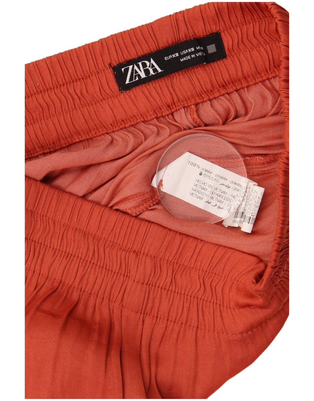 Zara Pantalon Cullotes Taille Haute Femme XS W24 L27 Orange Polyester