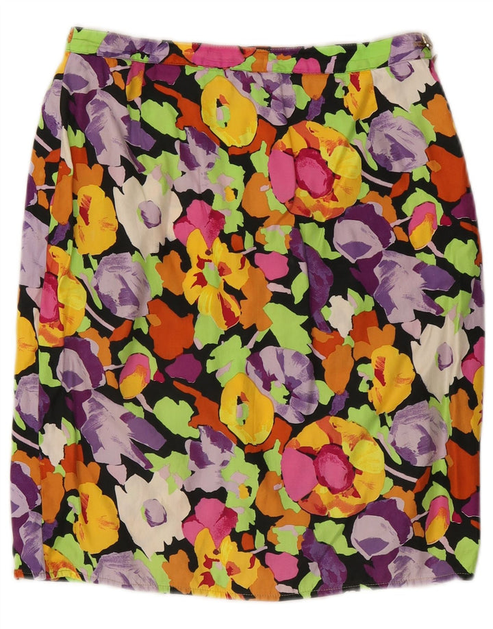 jupe droite vintage femme W26 petit motif floral multicolore