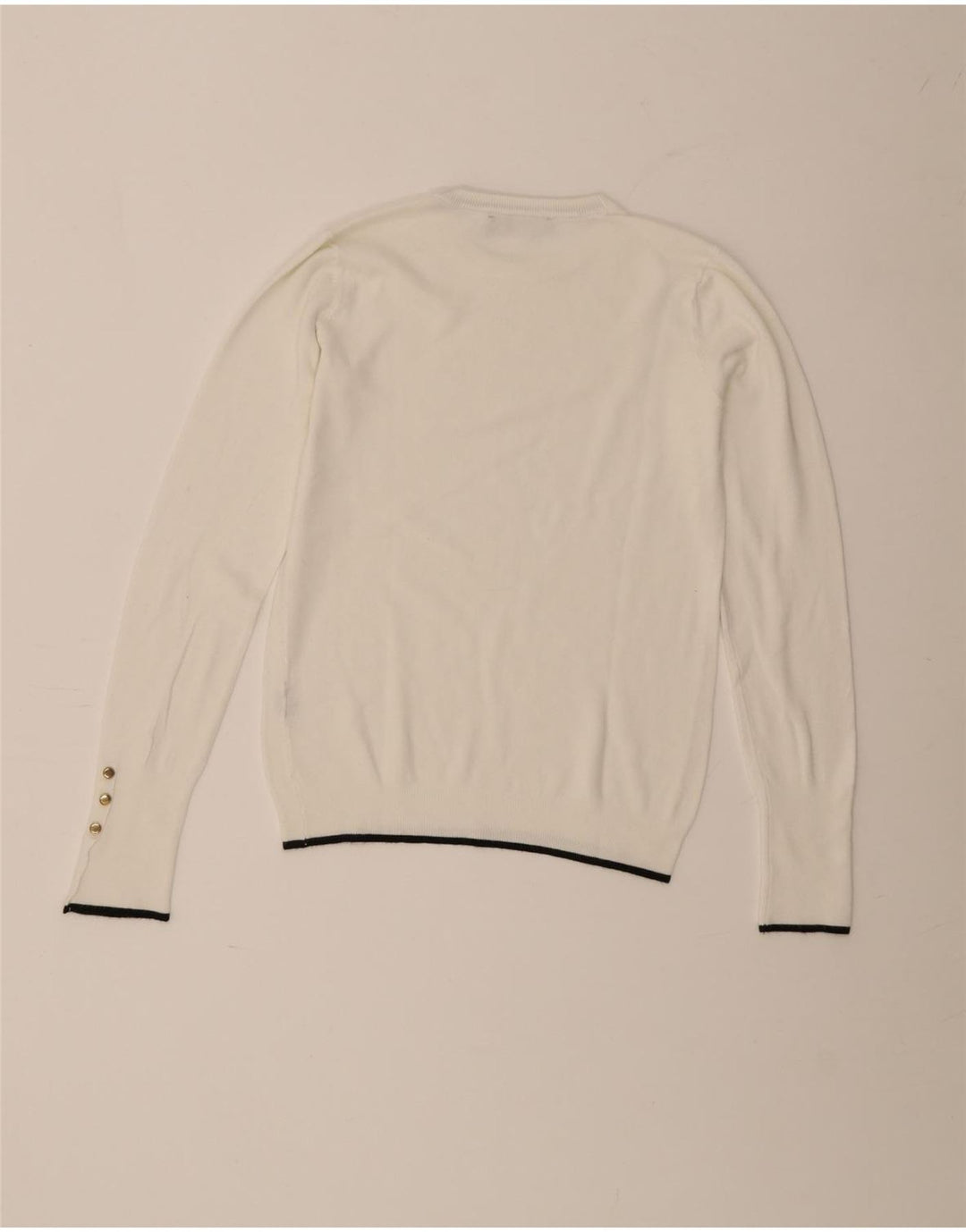 Zara Pull à col rond pour femme UK 12 Blanc moyen