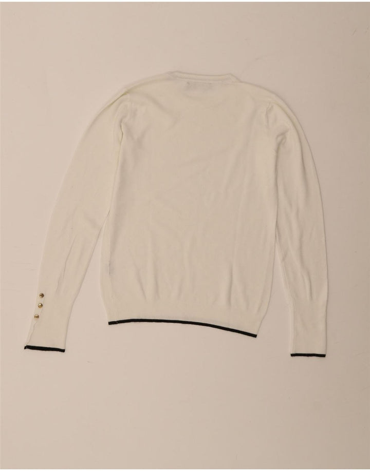 Zara Pull à col rond pour femme UK 12 Blanc moyen