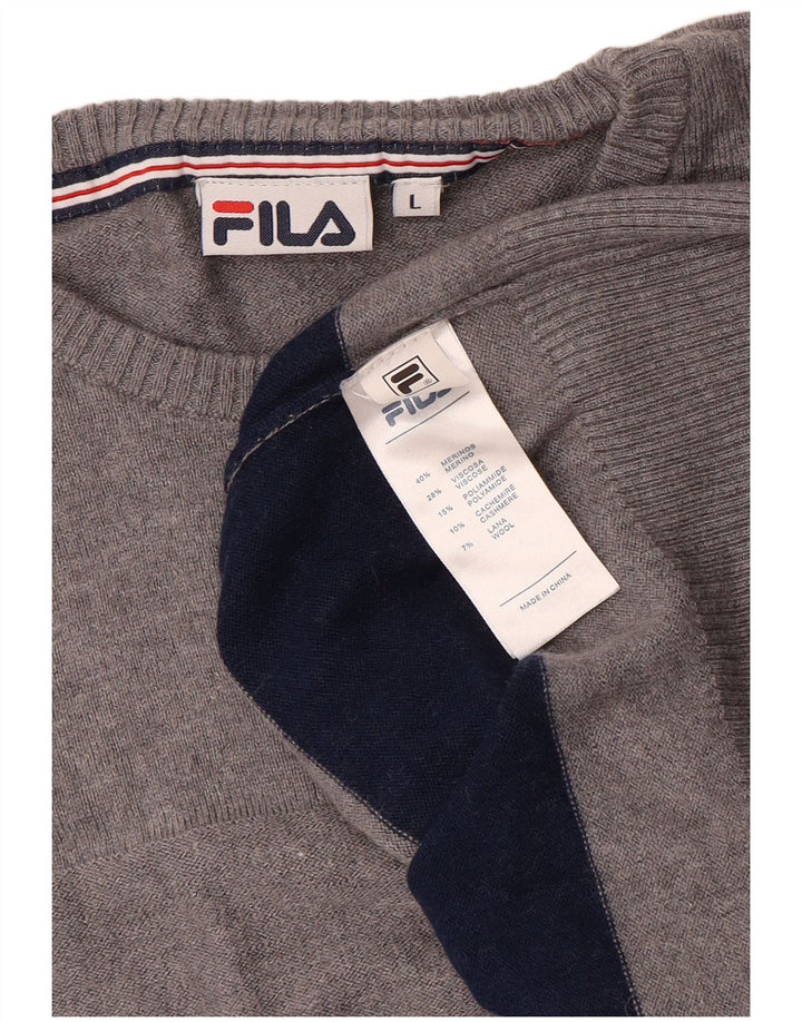 Fila Pull ras du cou pour femme UK 16 Large laine rayée grise