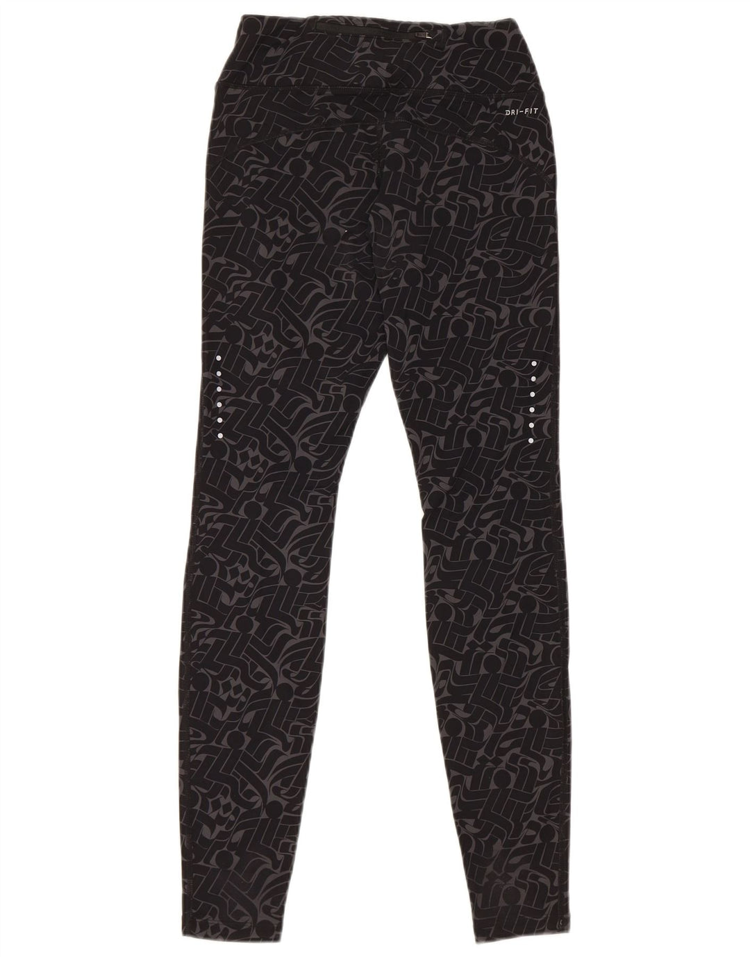 NIKE Legging Dri Fit pour femme UK 8 Petit nylon géométrique noir