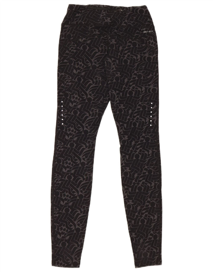 NIKE Legging Dri Fit pour femme UK 8 Petit nylon géométrique noir