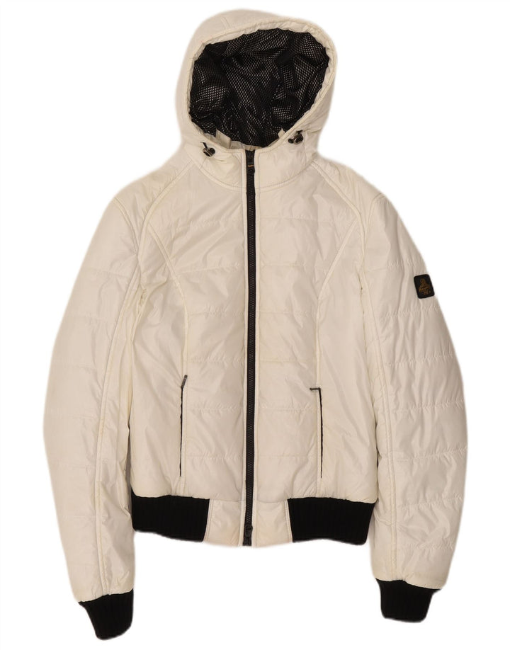 Refrigiwear Veste matelassée à capuche pour femme UK 14 Large Blanc Polyester