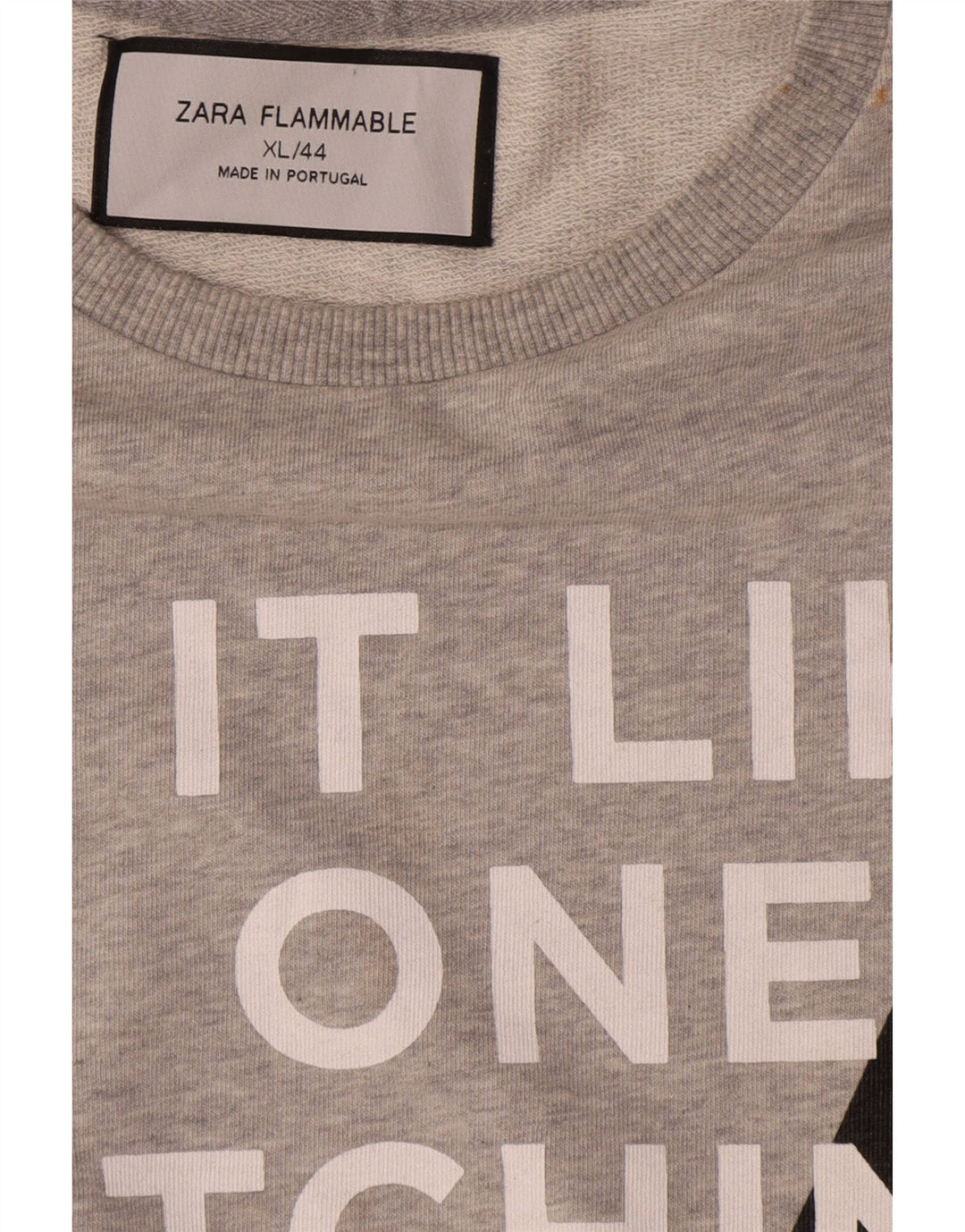 Zara Homme Graphic Sweatshirt Jumper XL Gris Coton