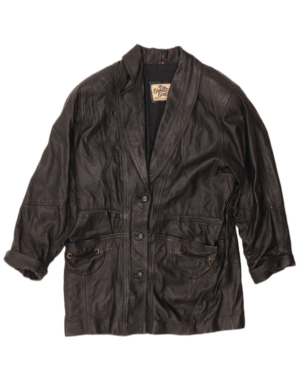 Manteau en cuir femme vintage EU 44 XL Cuir noir