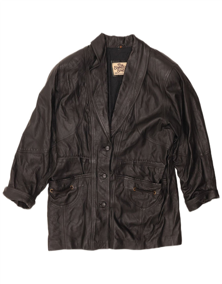 Manteau en cuir femme vintage EU 44 XL Cuir noir