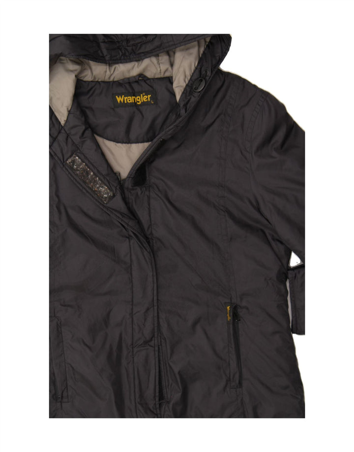 WRANGLER Womens Hooded Windbreaker Jacket UK 16 Large Black Polyamide Vintage Wrangler and Second-Hand Wrangler from Messina Hembry 