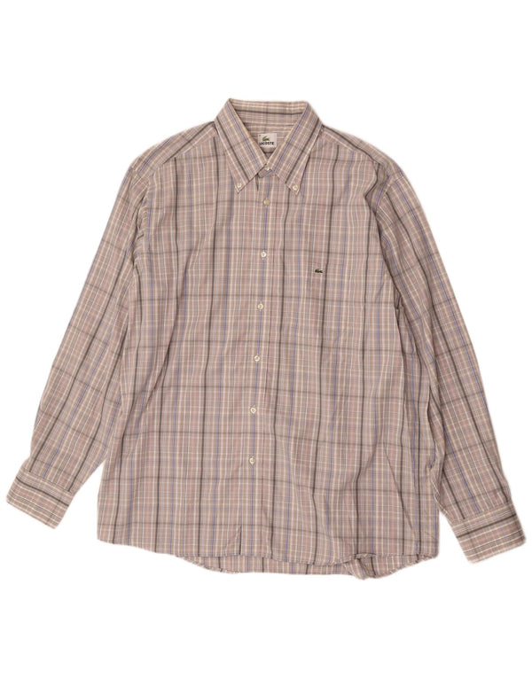 Lacoste Chemise Homme Taille 46 2XL Gris Check Coton