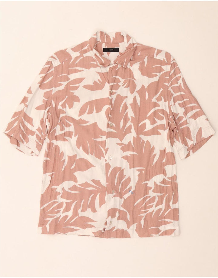 Diesel Chemise à manches courtes pour hommes Grande rayonne florale blanche