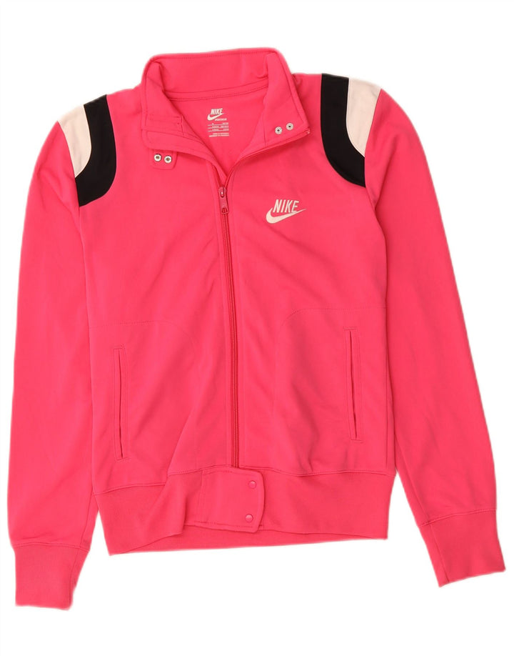NIKE Veste de survêtement pour femme UK 12 Polyester color block rose moyen