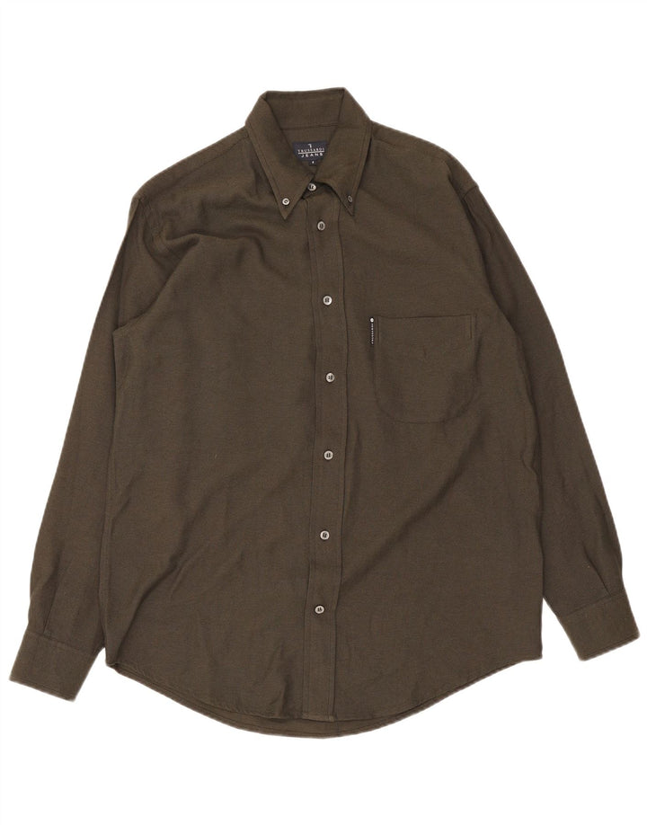 Trussardi Chemise Small Kaki Viscose Homme