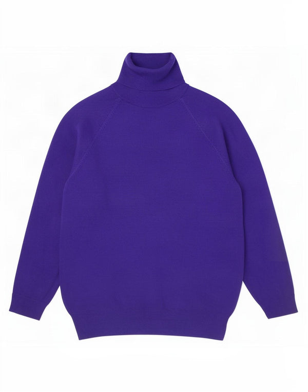Zara Femme Pull à Manches 3/4 Col Roulé UK 10 Petit Violet Viscose