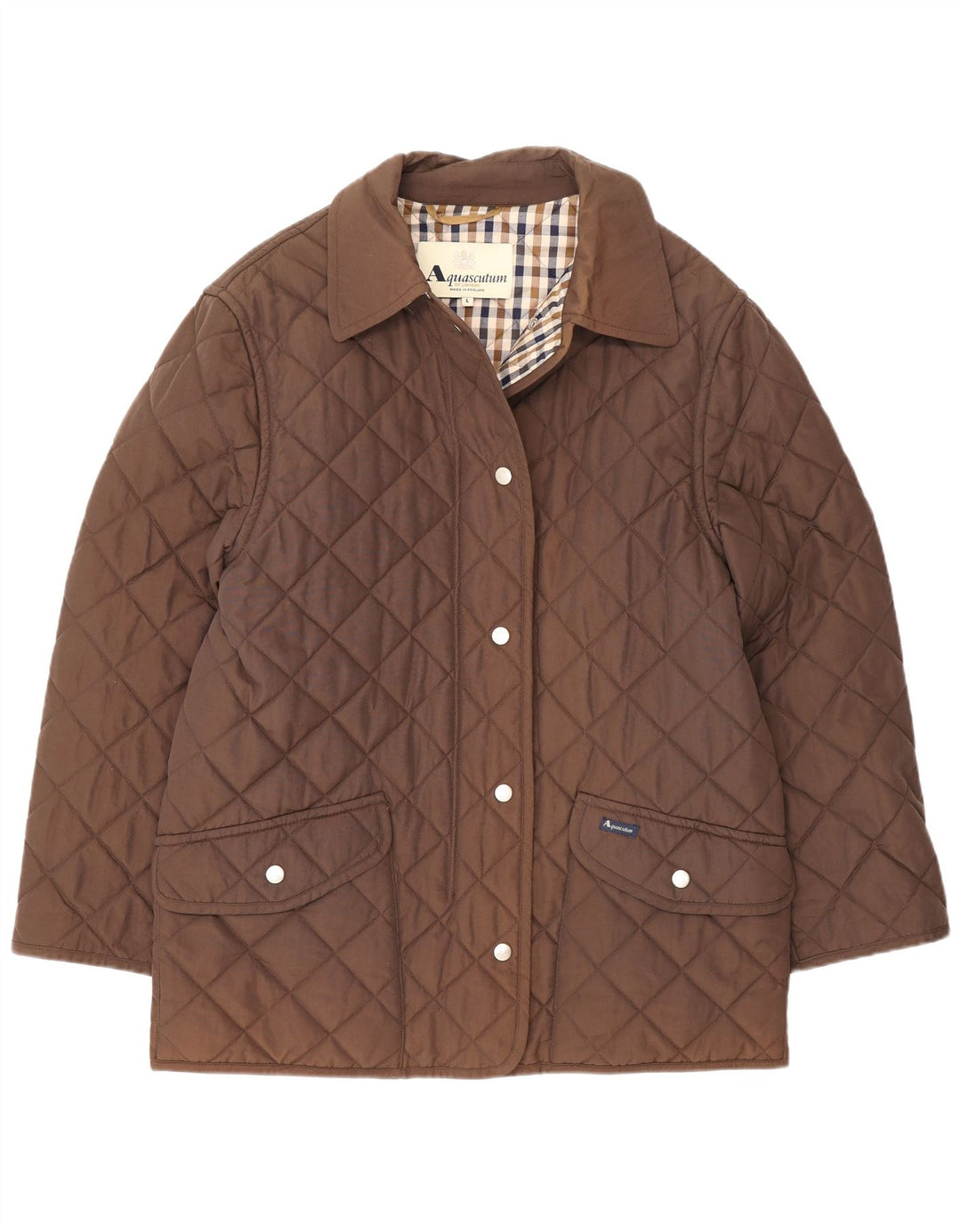 Aquascutum Veste matelassée pour femme UK 16 Large Marron Nylon